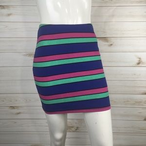 Material Girl Colorful Striped Bodycon Skirt